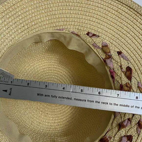 Arianna By Howard’s Tan Straw Sunhat With Woven Ribbon and Back Bow Size 58cm - Picture 10 of 13
